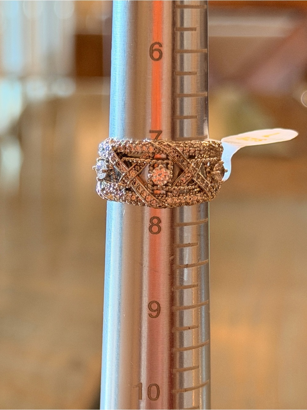 Bomb Party New! Intricate Rhodium Filigree CZ Band Ring - Size 7.5